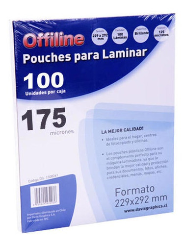 Laminas Termolaminar / Pouches Tamaño Carta 175 Mic 100u