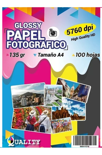 Papel Fotografico 135 Gr, Premium, A4 X 100 Unidades