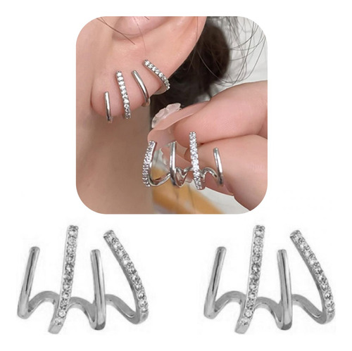 Brinco Ear Cuff  Prata 925 Presente Mulher Moderna Semi Joia