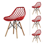 Set 4 Sillas Eames Mundo In Vento Comedor Color De La Estructura De La Silla Rojo