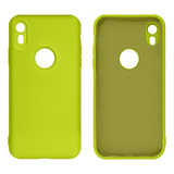 Capa Proteção De Câmera Com Furo Compatível Com iPhone XR Cor Verde Neon