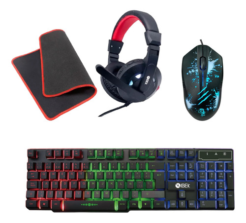 Kit Combo Gamer Teclado + Mouse + Auricular + Pad Gamer Pro