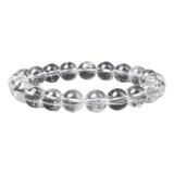 Pulseira Pedra Natural Quartzo Transparente 8mm Comprimento 17 Cm Cor Branco Diâmetro 8  