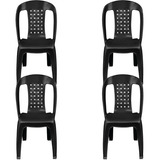 4 Cadeiras Bistro Plástica Resistente Para Mesa Jogos Jardim