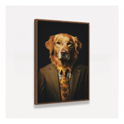 Quadro Grande Golden Retriever De Terno - 103x153