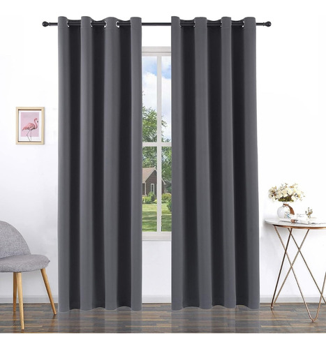 Cortina Blackout Para Ventana 132x213cm 1pzs Habitacion Sala Color Gris Claro