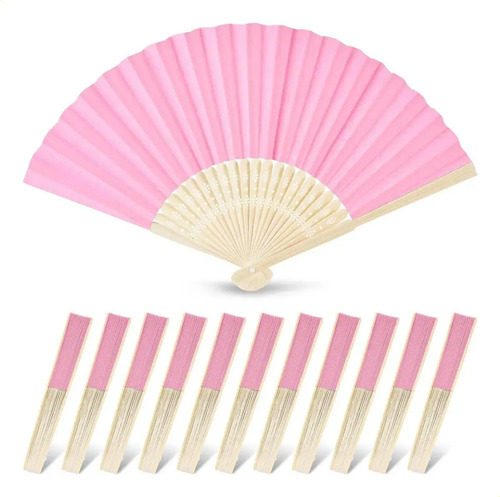 10pzs Abanicos De Mano Madera Para Recuerdos Boda Fiesta