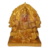 Ganesha  Estatua Color Piel Altar Dorado Grande