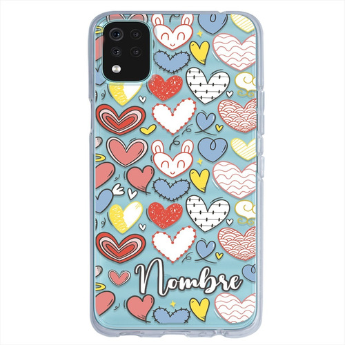 Funda LG Antigolpes Corazones Personalizada Con Nombre