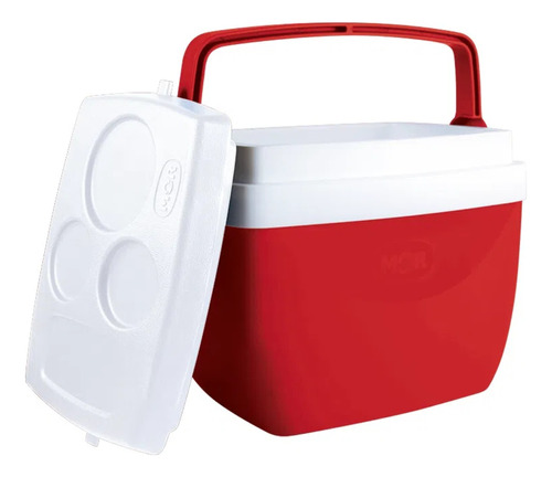 Caixa Térmica Cooler 12l Vermelha Com Alça E Suporte Mor