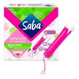 Saba Tampones Super Aplicador Compacto Flujo Abundante 10 Pz