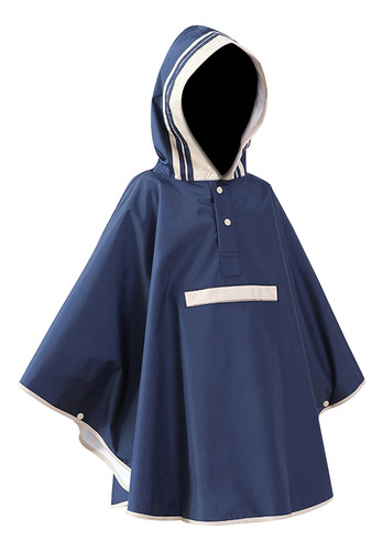 Poncho Impermeable Azul Para Niños Con Capucha, Talla L, Imp