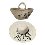 Kit Playa Mujer Bolsa Y Sombrero De Palma Personalizados