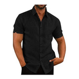 Polera De Manga Corta De Color Sólido De Ropa De Hombre Retr