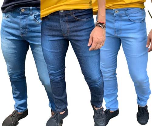 Kit 3 Calças Masculinas Jeans Slim Fit Skinny Atacado Barato