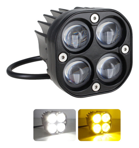 Faro Cuadrado Auxiliar 4 Led Lupa Bicolor Estrobo 12-24v