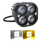 Faro Cuadrado Auxiliar 4 Led Lupa Bicolor Estrobo 12-24v