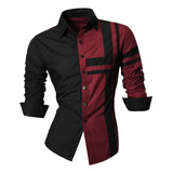 Camisa Manga Larga Hombre Cruz Vinotinto Elegante 