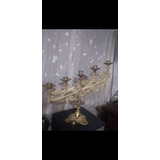 Candelabro Bronce Antiguo De Altar 5 Velas 