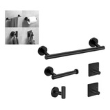 Set De 5 Accesorios De Baño Acero Inoxidable Negro Y Plata