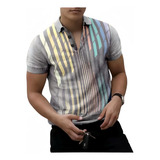 Vintage Cuello Camisa De Manga Corta, Playras Para Hombre