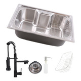 Kit Cuba Cozinha Gourmet Aço Inox E Torneira Gourmet Black