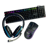 Kit Gamer Audifonos Teclado Y Mouse Gamer Con Luces Led 