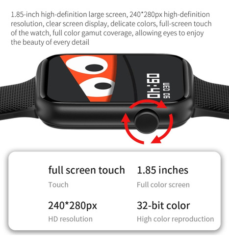 1.85 Inch Silicone Band Ip67 Waterproof Smart Watch