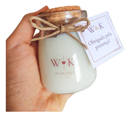 Lembrancinha Mini Vela Aromática Personalizada 100g - 15 Uni