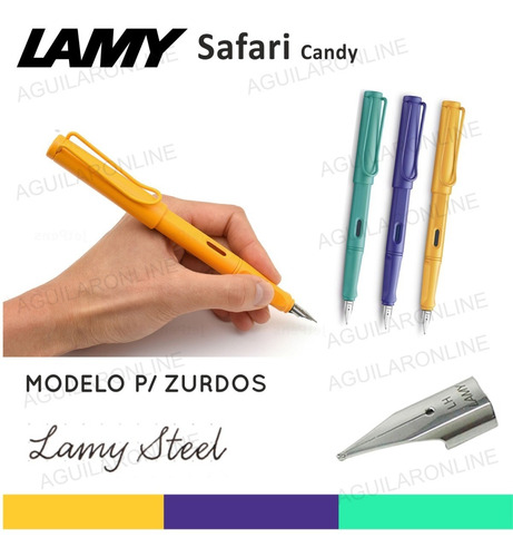 Lapicera Lamy Safari Candy Trazo Pluma Lh P/ Zurdo Colores