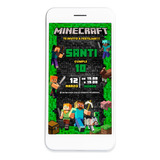 Invitacion Digital Minecraft Tarjeta Virtual Whatsapp