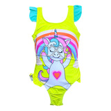 Traje De Baño Para Niñas Completo Unicornio