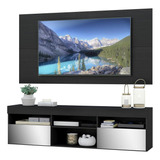 Rack Com Painel E Suporte Tv 65  Londres Multimóveis V3349 Cor Preto