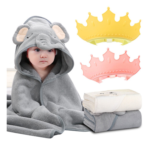 Toallas Para Bebés Animales + Gorras Para Baño Ajustables