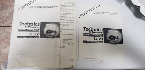 Manual Original Technics Sl 23 Para Toca Disco 
