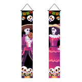 Decoración De Porche Día De Los Muertos 2 Piezas Banner