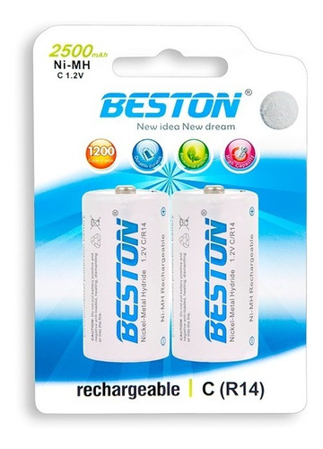 Batería X2 Tipo C 2500mah 1.2v Beston R14 Pila Recargable