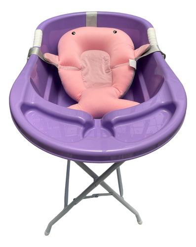 Bañera O Tina Para Bebe+cojin Acolchado + Soporte Metalico