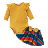 Conjunto De Body Y Falda De Colores Para Bebé Niña 0-12meses