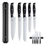 Juego De Cuchillos X5 + Base Iman Profesional Para Cocina