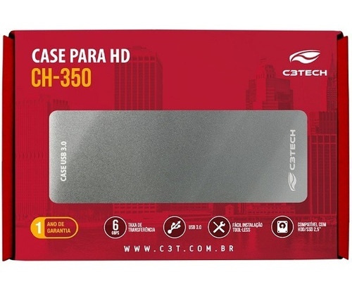 Case Para Hd Externo 2,5  Usb 3.0 Ch-350cb C3 Tech