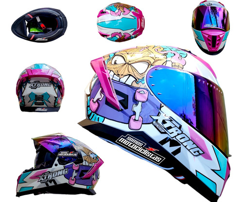 Casco Moto Xtrong Mujer Ece Rosa Deportivo Mica Tornasol