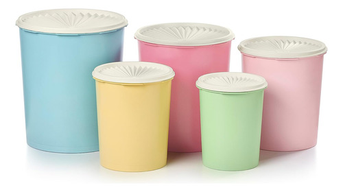 Juego Recipientes Altos Tupperware Heritage Tapa A Presion