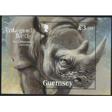 2018 Fauna En Peligro- Rinoceronte- Guernsey (bloque) Mint