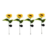 4pcs Luz Solar Girasol Césped Jardín Piso Farola