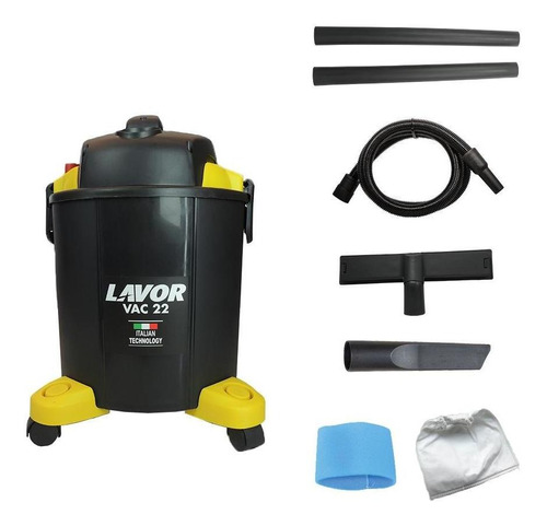 Aspirador De Pó E Água Vac 22l 1250w Lavor Cor Preto/amarelo 220v