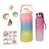 Botellas X 2 Motivacionales Para Agua + Sticker 2 Litros Gym