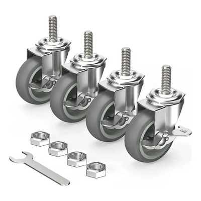 Ycrigns Juego De 4 Ruedas Giratorias 360° Con Freno Rodajas De Alta Resistencia Para Muebles, Carritos Y Equipo Móvil Fácil Instalación, Bloqueo Seguro Ideal Para Cocina, Taller O Almacén | MercadoLibre