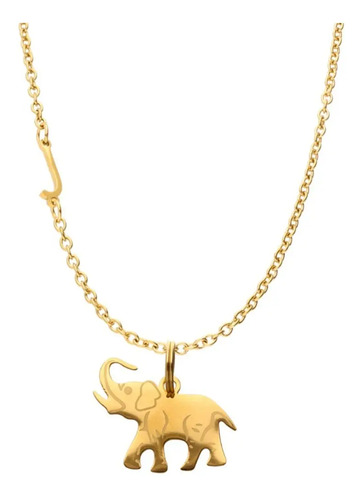 Collar Elefante Suerte Animal Amor Dije Letras Inicial Acero