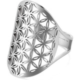 Anillo Flor De La Vida Ajustable Unisex Acero Inoxidable